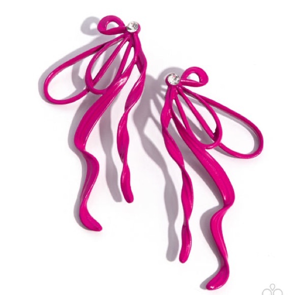 NWT Pink Ribbon Drop Earrings - Picture 3 of 4